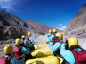 River rafting down the Zanskar River.