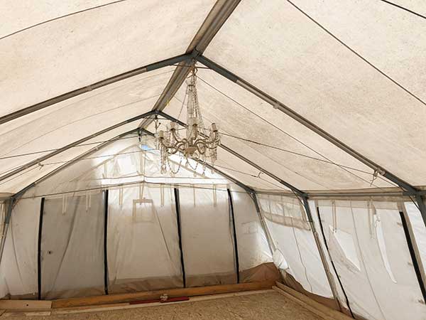 yoga tent for refugees