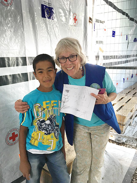 Karen with young refugee