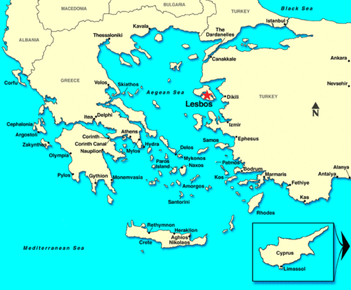 Map of Lesbos